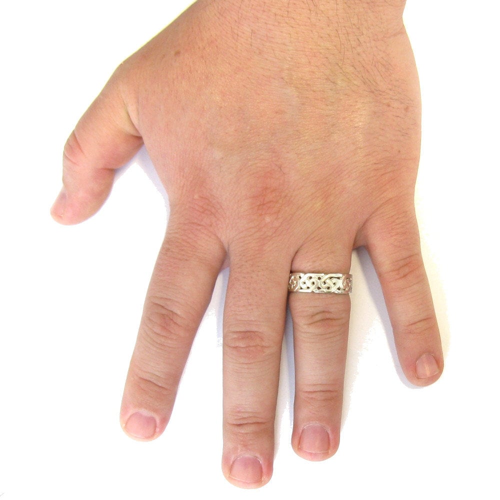 Anello Celtico In Argento Sterling Fatto A Mano: Fascia Con - Foto 4