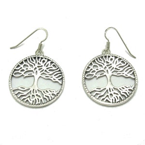 Dangling Sterling Silver Earrings Tree of Life Hallmarked 925 Nickel Free