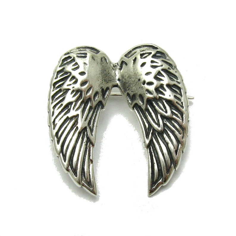 A000098 Sterling Silver Brooch 925 angel wings image 1