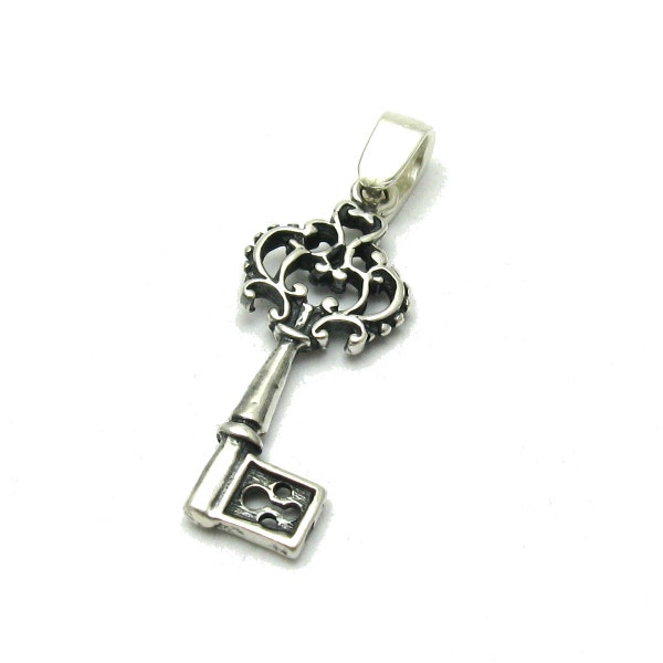 PE001115 en argent Sterling pendentif breloque solide 925Vintage clé