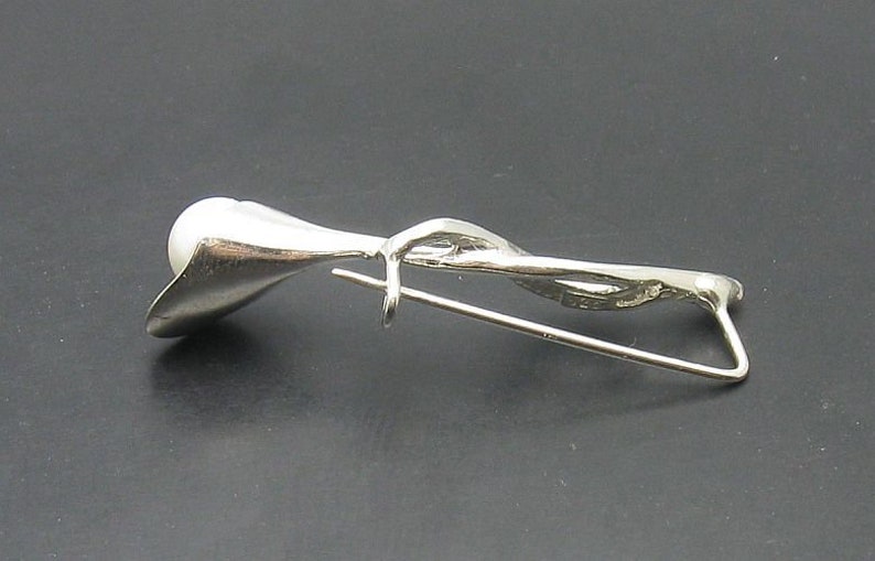 A000008 STERLING SILVER Brooch 925 Flower Pearl image 2