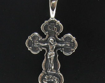 PE000345 Sterling silver pendant  925 solid cross orthodox handmade