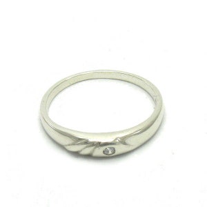 R001408 STERLING SILVER Ring Solid 925 with 2mm CZ