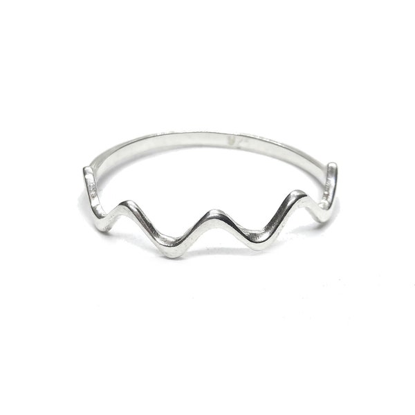 Sterling Silver Stackable Ring Wave Solid Genuine Stamped 925