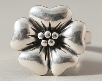 Sterling Silver Flower Ring Stamped 925 Nickel Free