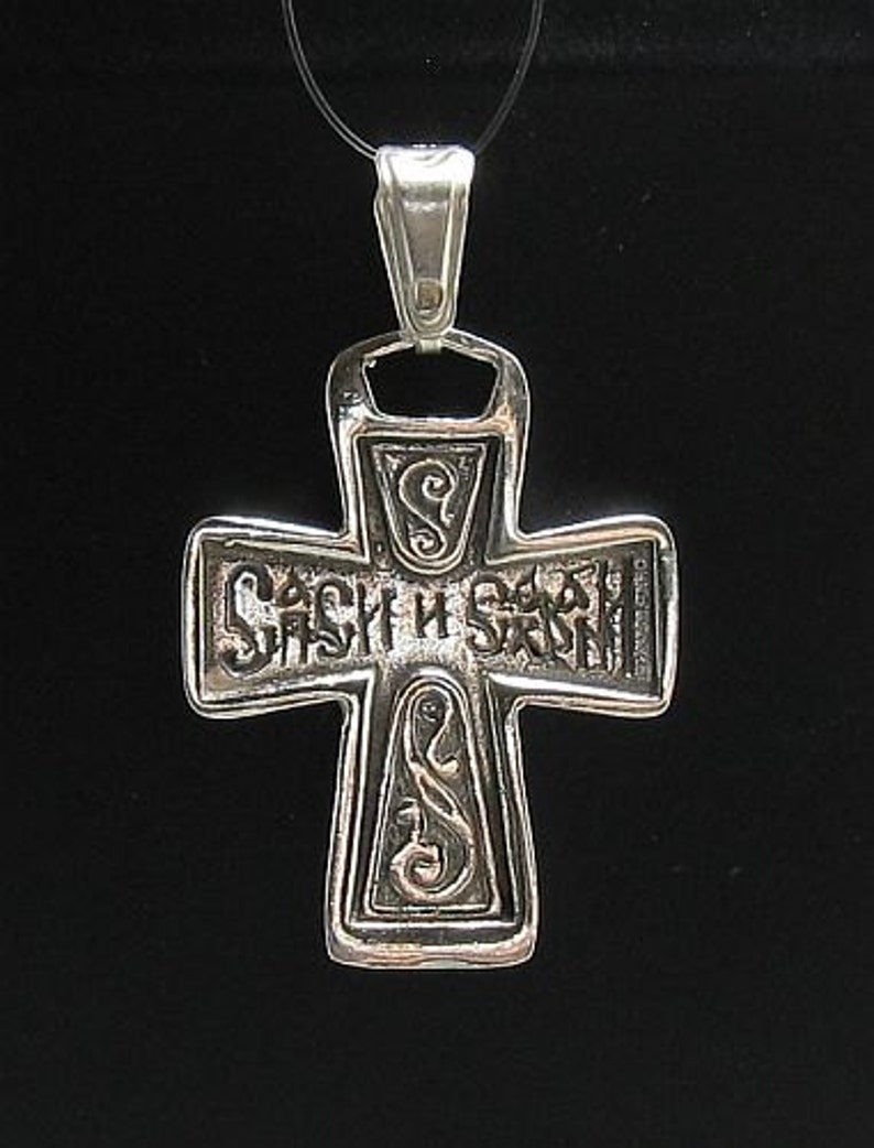 PE000720 Sterling silver pendant solid 925 orthodox cross image 2