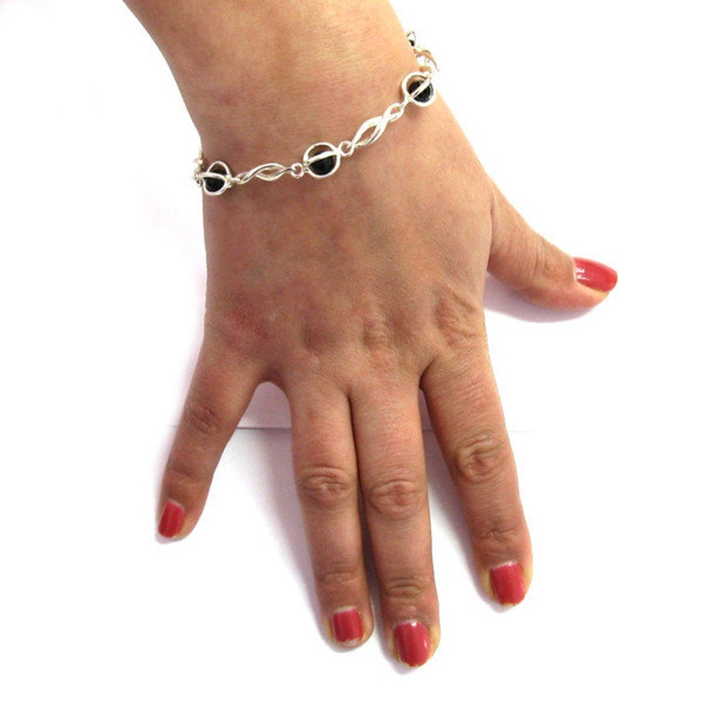 Silver Bracelet Solid 925 With Black Onyx B000149 image 2