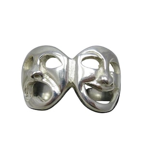 Sterling Silver Ring Theater Mask Solid Stamped 925 Nickel Free