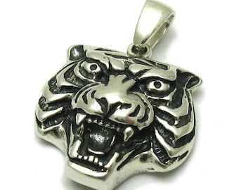 Sterling Silver Pendant Tiger Solid Genuine Stamped 925