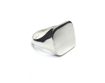 Custom Engraved Sterling Silver Signet Men Ring Genuine Solid Hallmarked 925