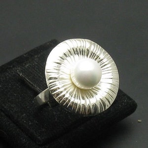 Sterling Silver Ring With 8mm Pearl Solid Genuine Stamped 925 Nickel Free image 2