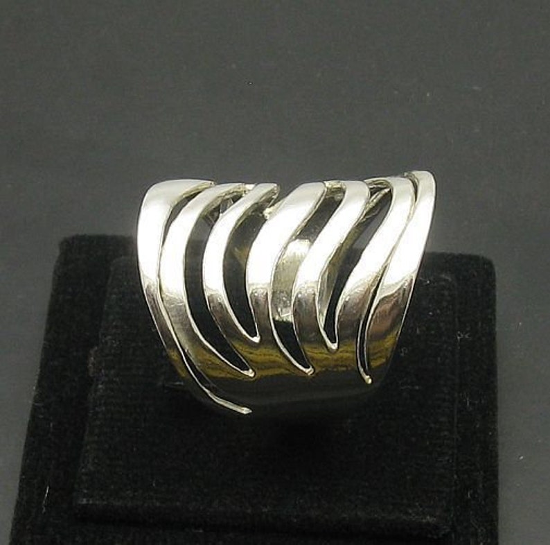 R000915 STERLING SILVER Ring Solid 925 Wave image 2