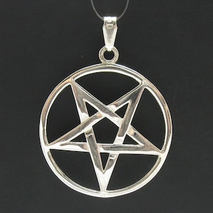 PE000262 Sterling silver pendant  925 pentagram gothic biker  solid