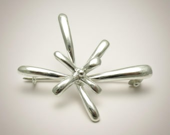 A000007 STERLING SILVER Brooch Solid 925 Flower