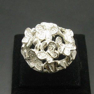 R000916 Sterling Silver Ring Solid 925 Butterflies image 1