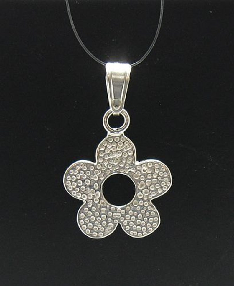 PE000418 Sterling silver flower pendant solid 925 image 2