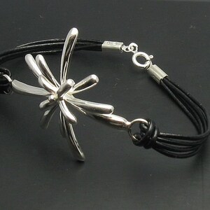 Extravagant Sterling Silver Bracelet With Natural Leather Solid Genuine Stamped 925 image 4