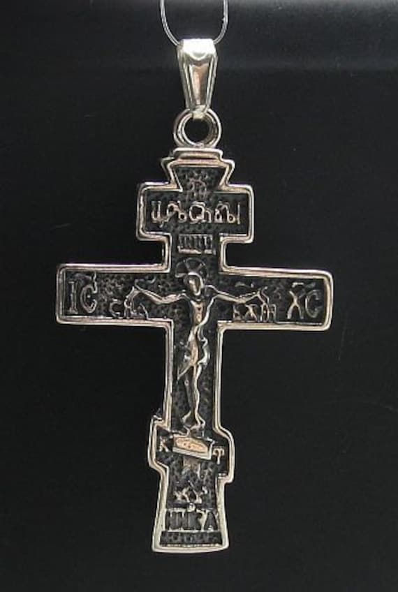 Croix orthodoxe de pendentif en argent massif 925 Sterling ...