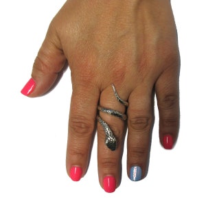 R001643 Long sterling silver ring solid 925 Snake image 4