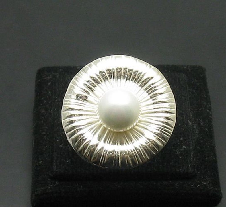 Sterling Silver Ring With 8mm Pearl Solid Genuine Stamped 925 Nickel Free image 1