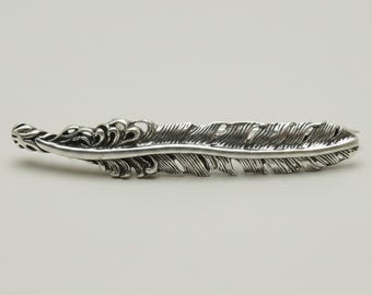 Sterling Silver Feather Brooch Long Feather Pin Stamped 925 Nickel Free