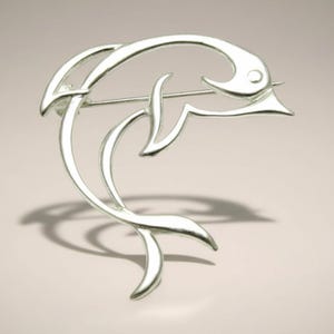 Silver Dolphin Brooch - Etsy