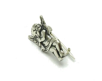 Sterling Silver Brooch Angel Solid Genuine Hallmarked 925 Nickel Free