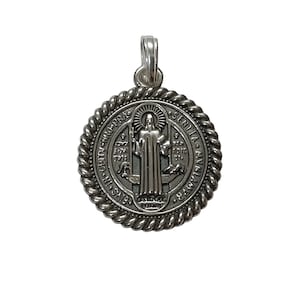 Sterling Silver Pendant Saint Benedict Solid Hallmarked 925 image 1