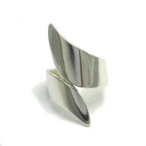 R001418 Long Sterling Silver Ring Solid 925 image 1