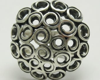 Sterling Silver Openwork Bubble Circle Ring