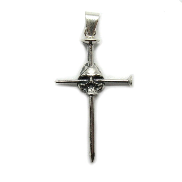 PE001318 Sterling silver pendant 925 Cross Nails and Skull