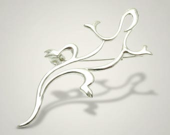 Sterling Silver Lizard Brooch Gecko Pin Stamped 925 Nickel Free