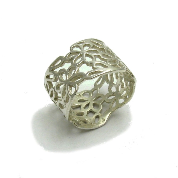 R000597 Sterling silver ring solid 925 band flower