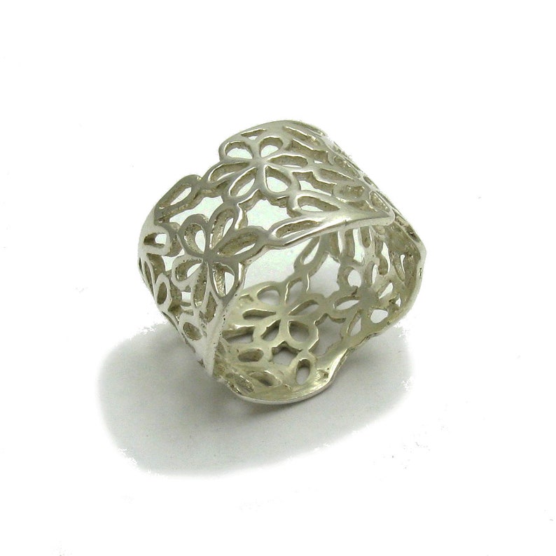 R000597 Sterling silver ring solid 925 band flower image 1