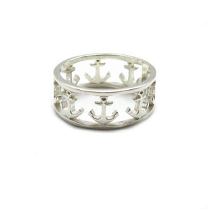 Sterling silver anchor band solid hallmarked 925 R001992