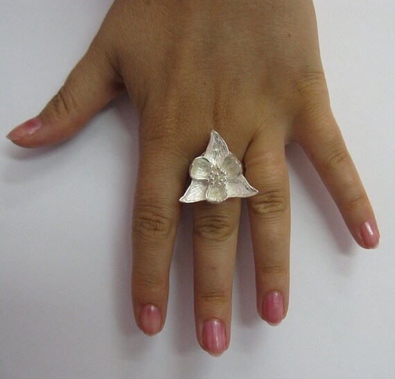 Trasparente Diamante Fiore Di Loto Tiara Anello Argento - Foto 8