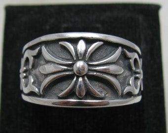 R001166 STERLING SILVER Ring Solid 925  Cross Band