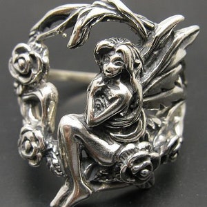 R001021 Sterling Silver Ring Solid 925 Fairy