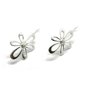 Long sterling silver earrings Flowers solid hallmarked 925 E000760