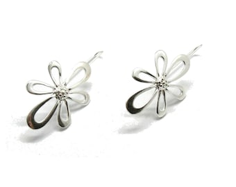 Long sterling silver earrings Flowers solid hallmarked 925 E000760