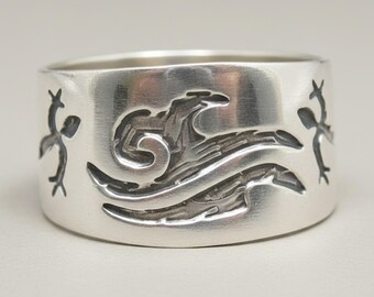 925 SILBER RING Band R000195 Biker