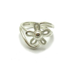 R000444 Sterling silver ring flower Solid 925