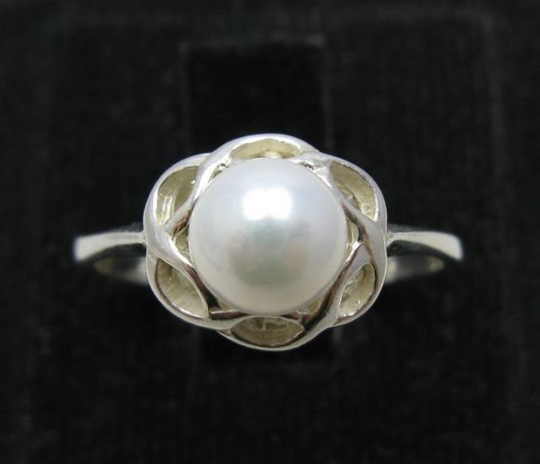 R001067 STERLING SILVER Ring Solid 925 Pearl - Etsy
