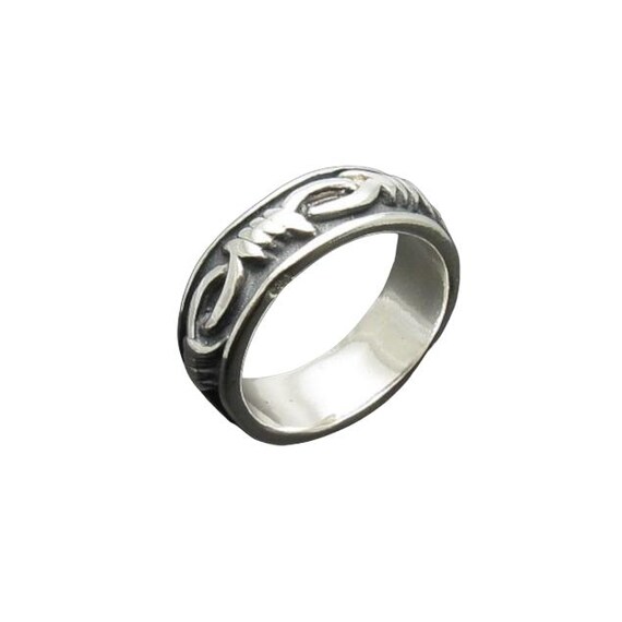 925 Sterling Silver Barbed Wire Band Ring – Handmade Wire Wrapped Ring for Women – Gothic Punk Style Statement Jewelry (5