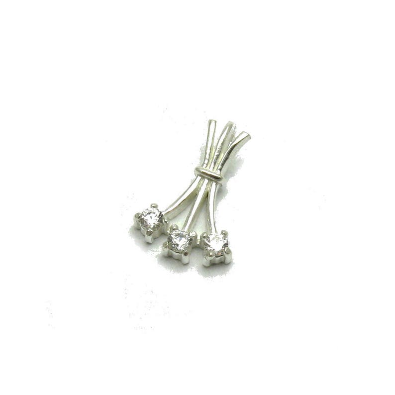 PE001183 Sterling silver pendant with 3x2.5mm round CZ 925 Perfect quality