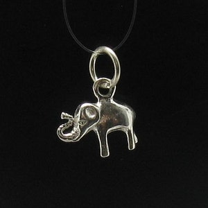 PE000513 Sterling silver pendant charm small elephant 925 solid image 1