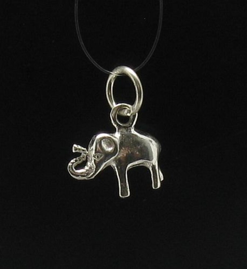 PE000513 Sterling silver pendant charm small elephant 925 solid image 1