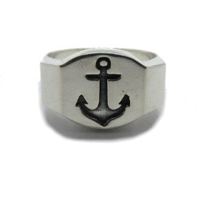 925 Silber herren ring R001800 Anker