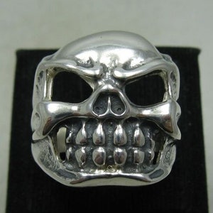 Large Sterling Silver Biker Ring Skull Solid Genuine Hallmarked 925 Nickel Free