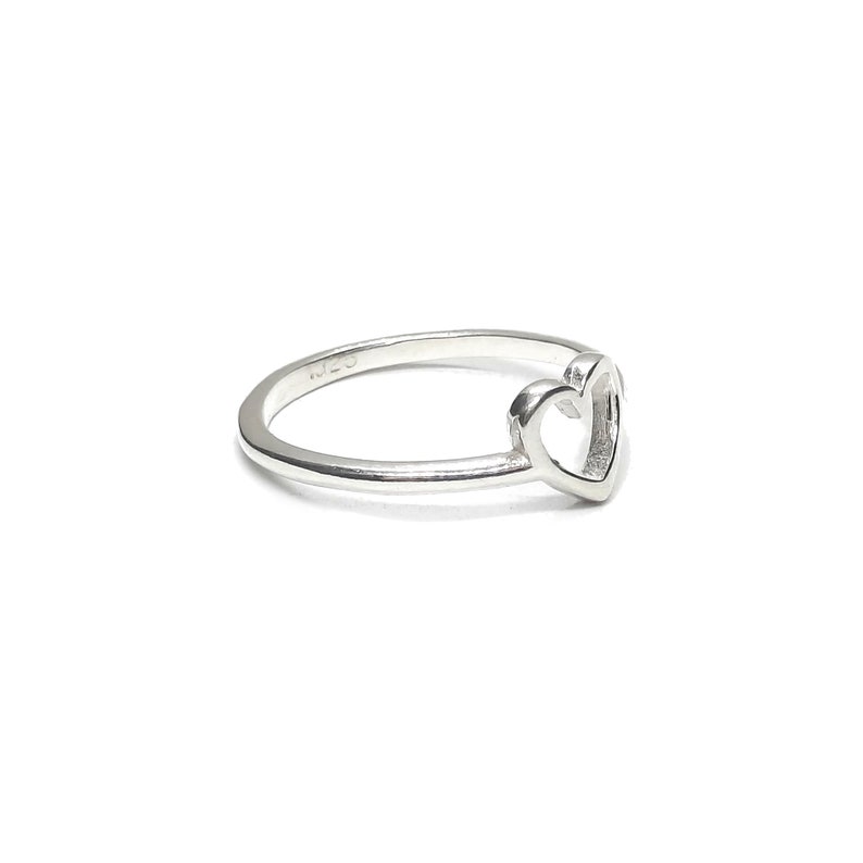 Sterling Silver Minimalist Ring Heart Solid Genuine Stamped 925 image 2
